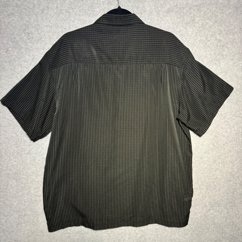 Haggar Luxury Microfiber Shirt Mens XL Black Gold‎ Pinstripe Short Sleeve - Picture 5 of 7